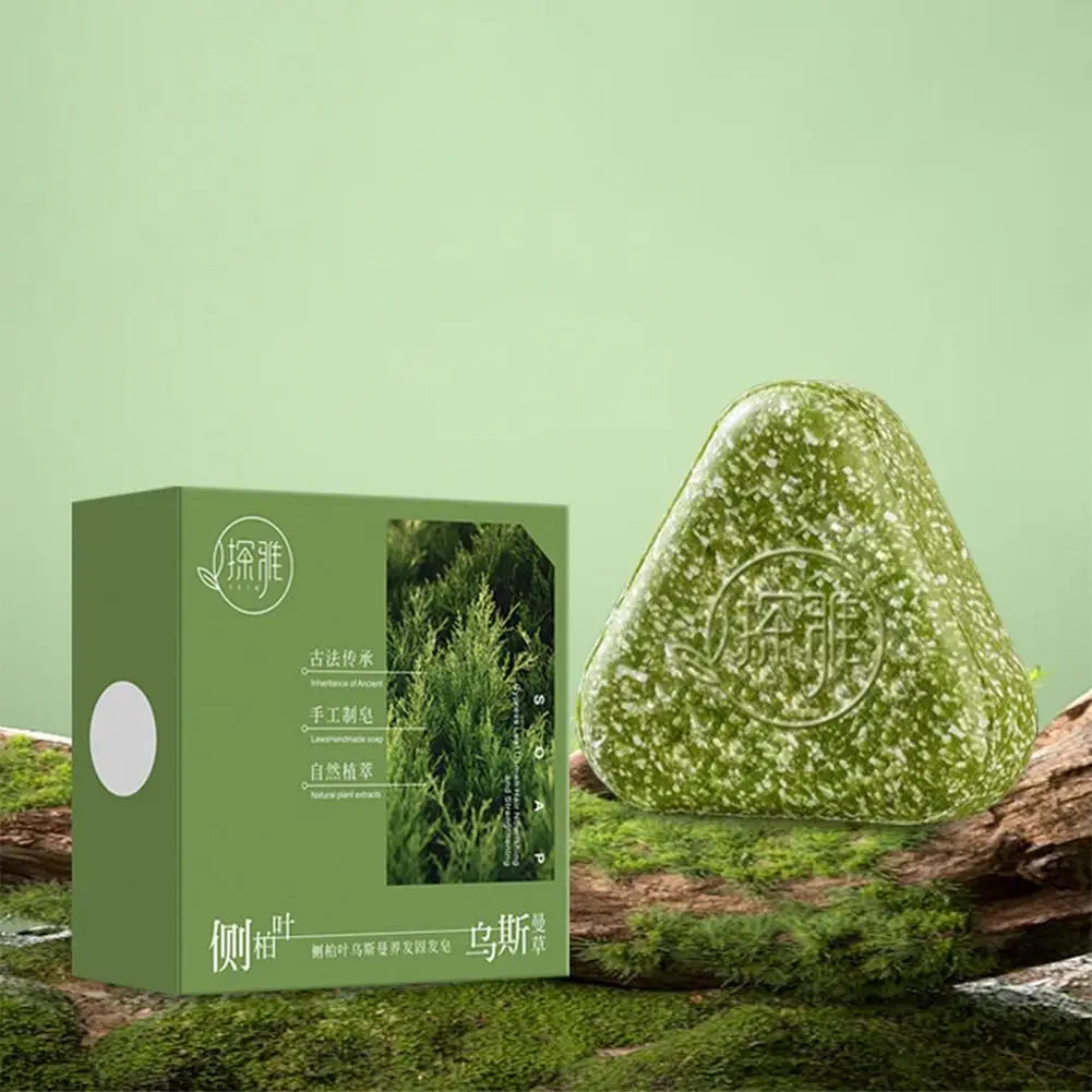 Usman Grass & Platycladus Herbal Shampoo Soap Natural Hair Loss Treat Strengthens Roots Controls Oil Cleanses Scalp Hair Growth