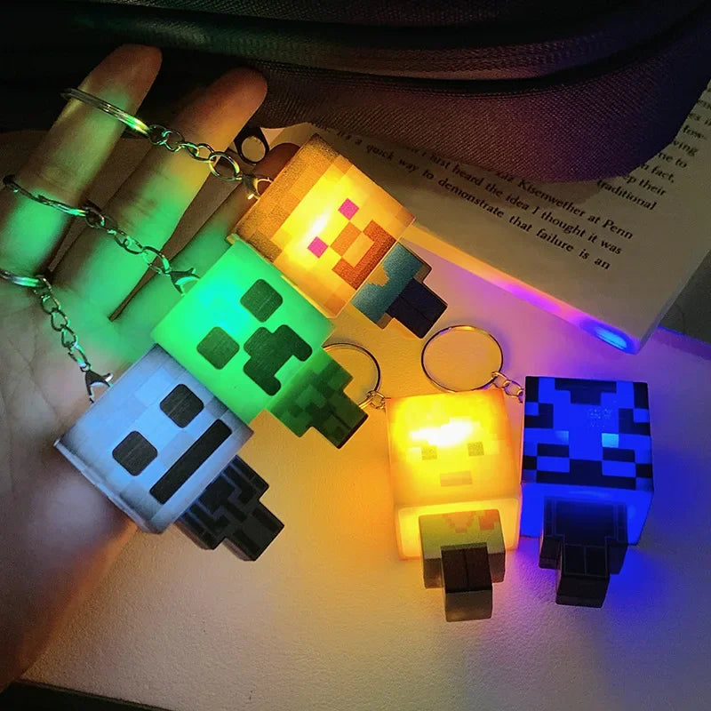 Porte-Clés Minecraft Lumineux - Mini Blocs 3D LED