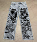 Jean Jujutsu Kaisen Streetwear mixte - Pantalon Large Harajuku Y2K