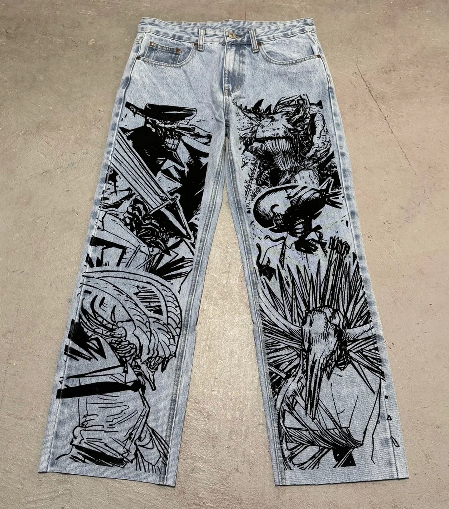 Jean Jujutsu Kaisen Streetwear mixte - Pantalon Large Harajuku Y2K