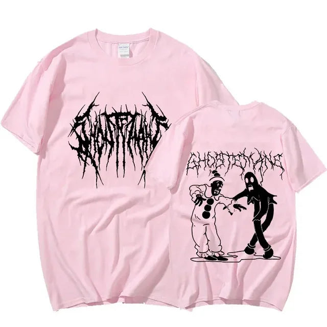 Men Women Print T-shirt Fashion Hip Hop Metal Gothic Rock T Shirt Loose Streetwear Summer Loose Sport T Shirt Y2K Short Sleeve