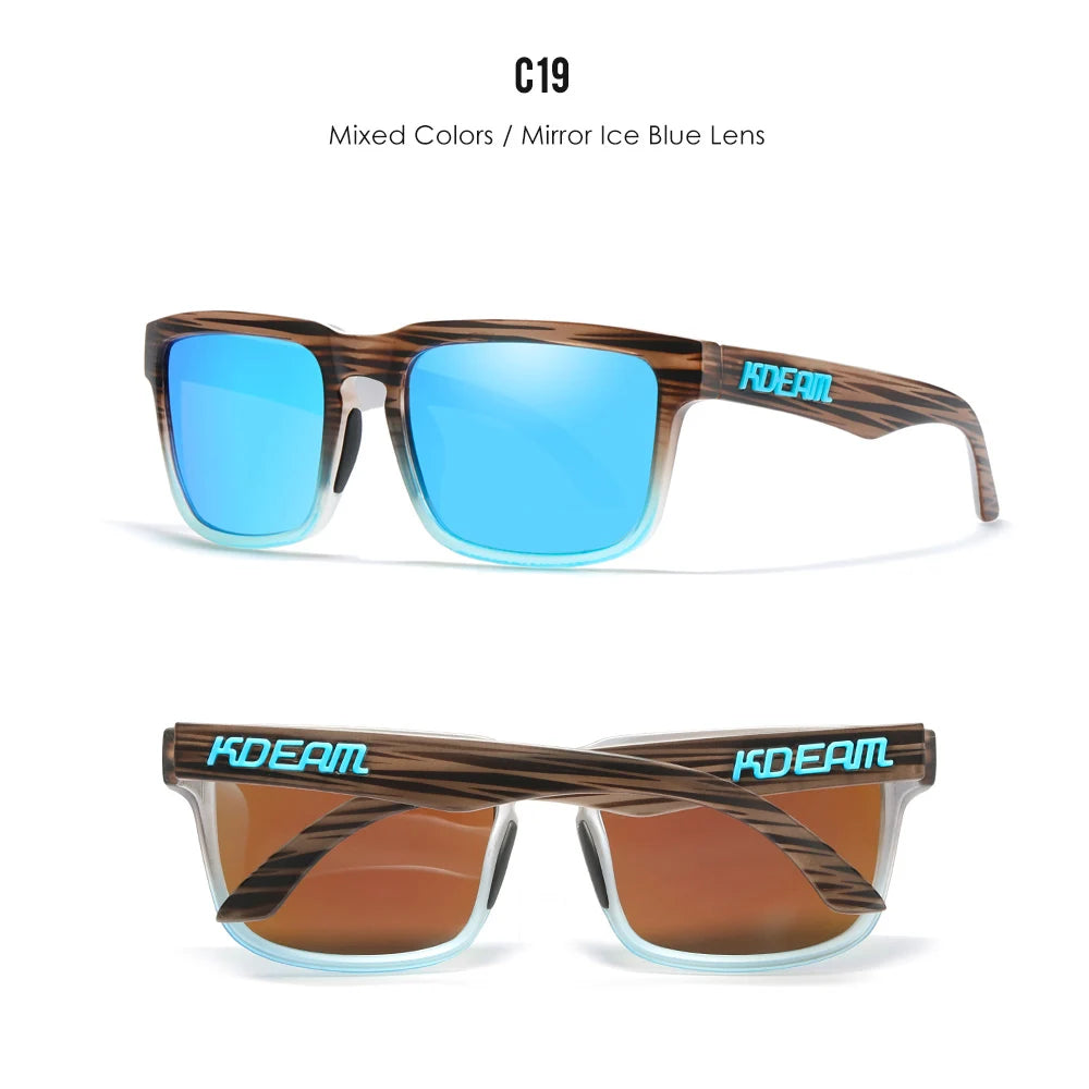 KDEAM Polarized Square Sunglasses — Colorful Lens + Hard Case