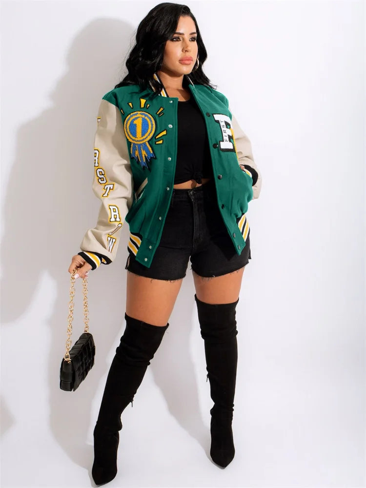 Winter Jackets For Women 2026 Baseball Coats Varsity Jacket Clothes y2k Fall Buttons Long Sleeve Tops Jacket For Women