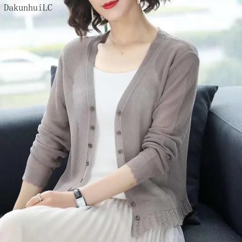 New 2026  Summer Cardigan Women Hollow Out Shawl Knitted Sweater Female Cardigans Women Thin Jacket Coat Ladies Tops