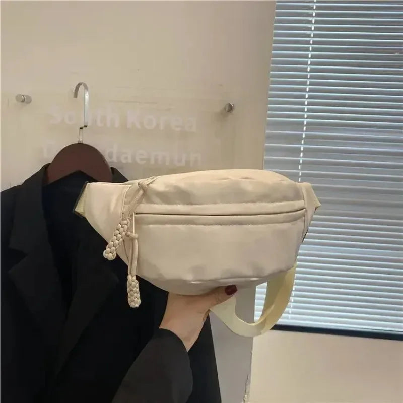 Chest Banana Bag for Women Sling Crossbody Waist Pack Canvas Running Waist Bag Casual Fanny Packs Sport Half Moon Belt Bag