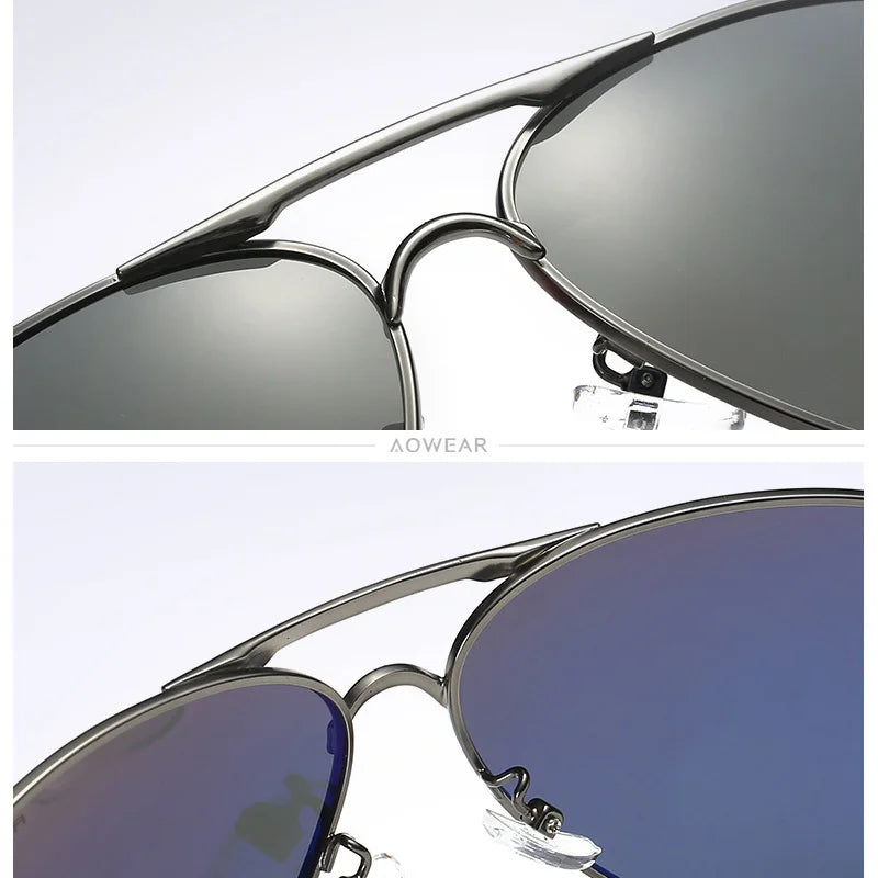 Lunettes de soleil aviateur AOWEAR – Polarisées Miroir UV400 Homme