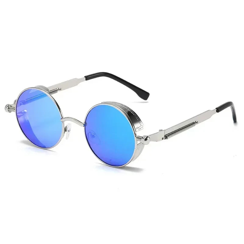Lunettes de soleil steampunk classiques hommes femmes rétro gothique rond lunettes de soleil pour hommes mode punk fête conduite lunettes de soleil