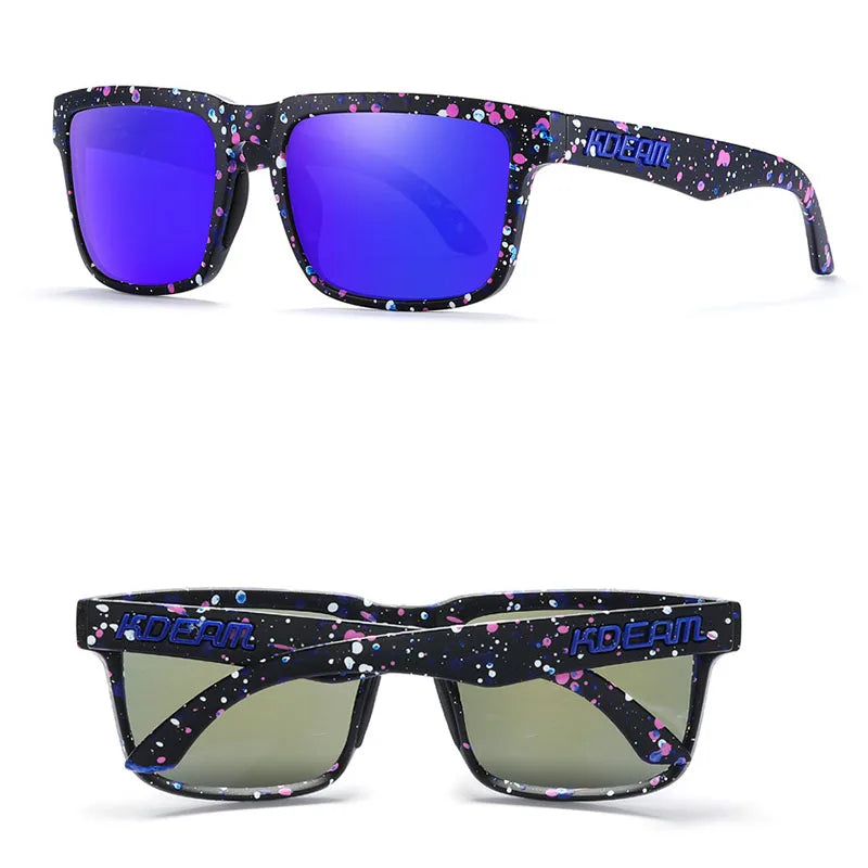 KDEAM Polarized Square Sunglasses — Colorful Lens + Hard Case