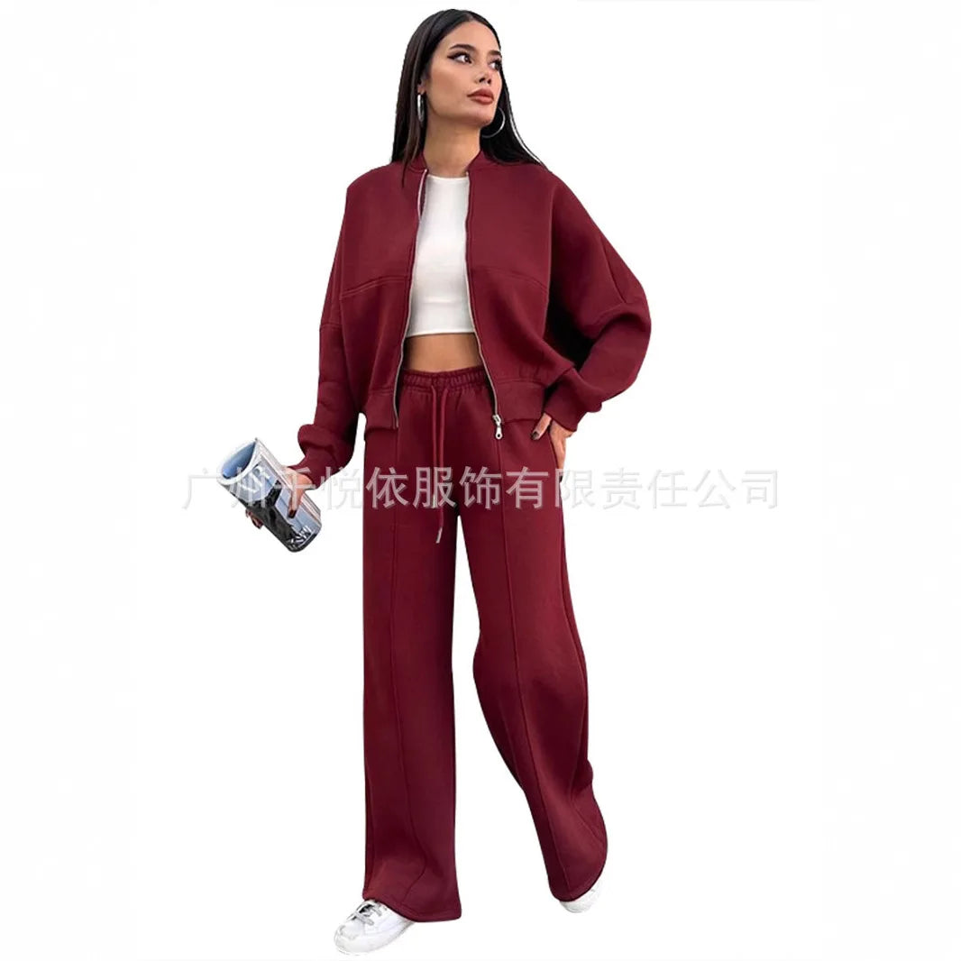 Ensemble Femme 2 Pièces Casual - Veste Zippée Pantalon Poches Automne 2025