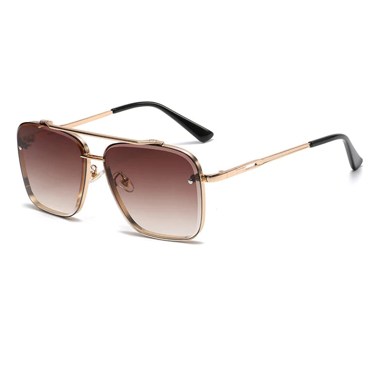 Nouvelles Lunettes de Soleil Dégradées pour Hommes, Monture Métallique Tendance, Grande Taille, Design de Marque, Luxe, Lunettes de Soleil Homme