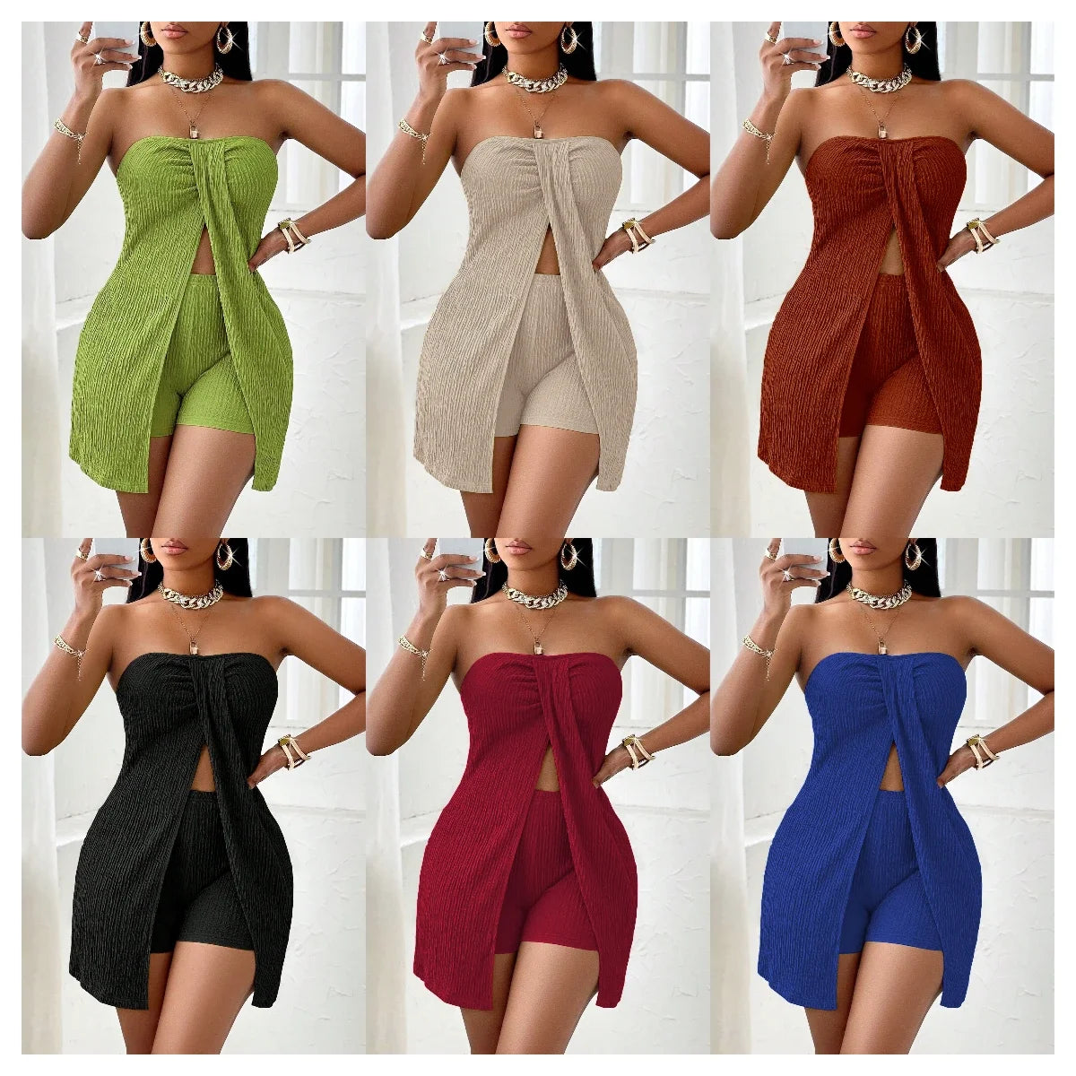 Women's Slit Two-Piece Set – Tank & Shorts
