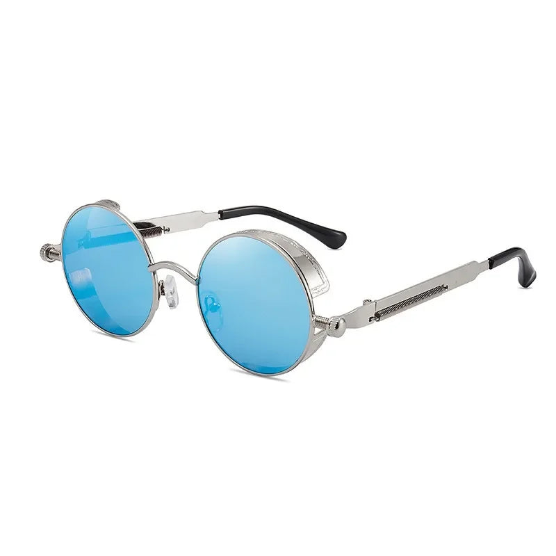 Lunettes de soleil steampunk classiques hommes femmes rétro gothique rond lunettes de soleil pour hommes mode punk fête conduite lunettes de soleil