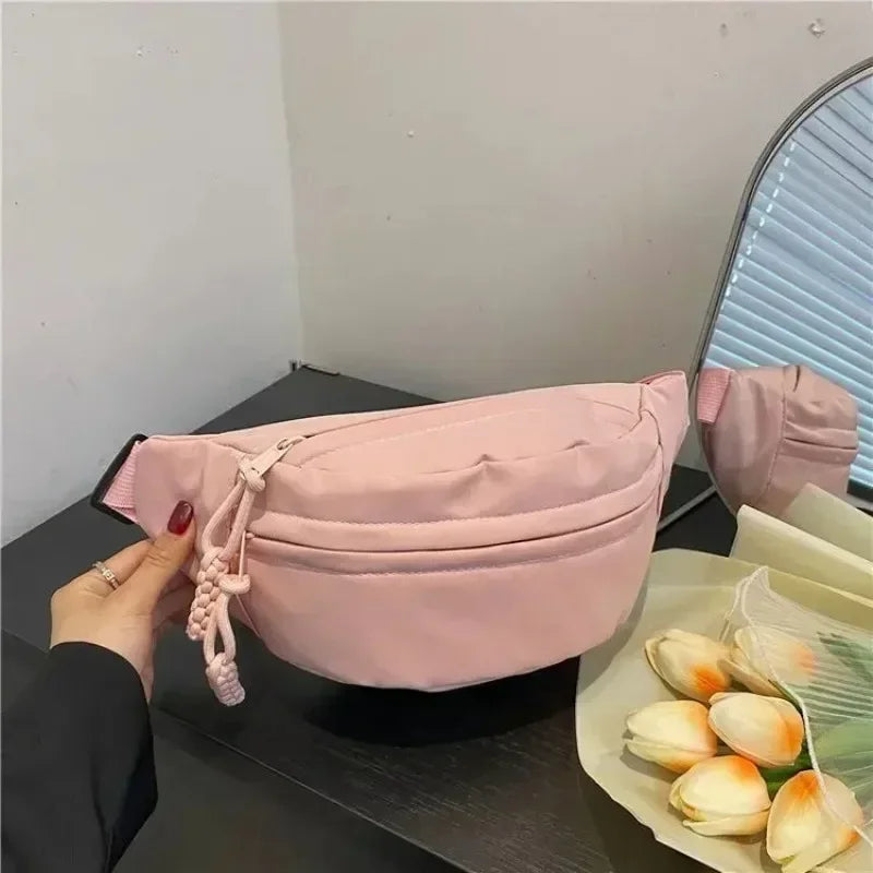 Chest Banana Bag for Women Sling Crossbody Waist Pack Canvas Running Waist Bag Casual Fanny Packs Sport Half Moon Belt Bag