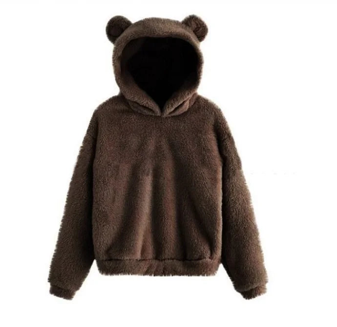 Hoodie Femme Oreilles Lapin Peluche - Sweat Chaud Mignon Casual