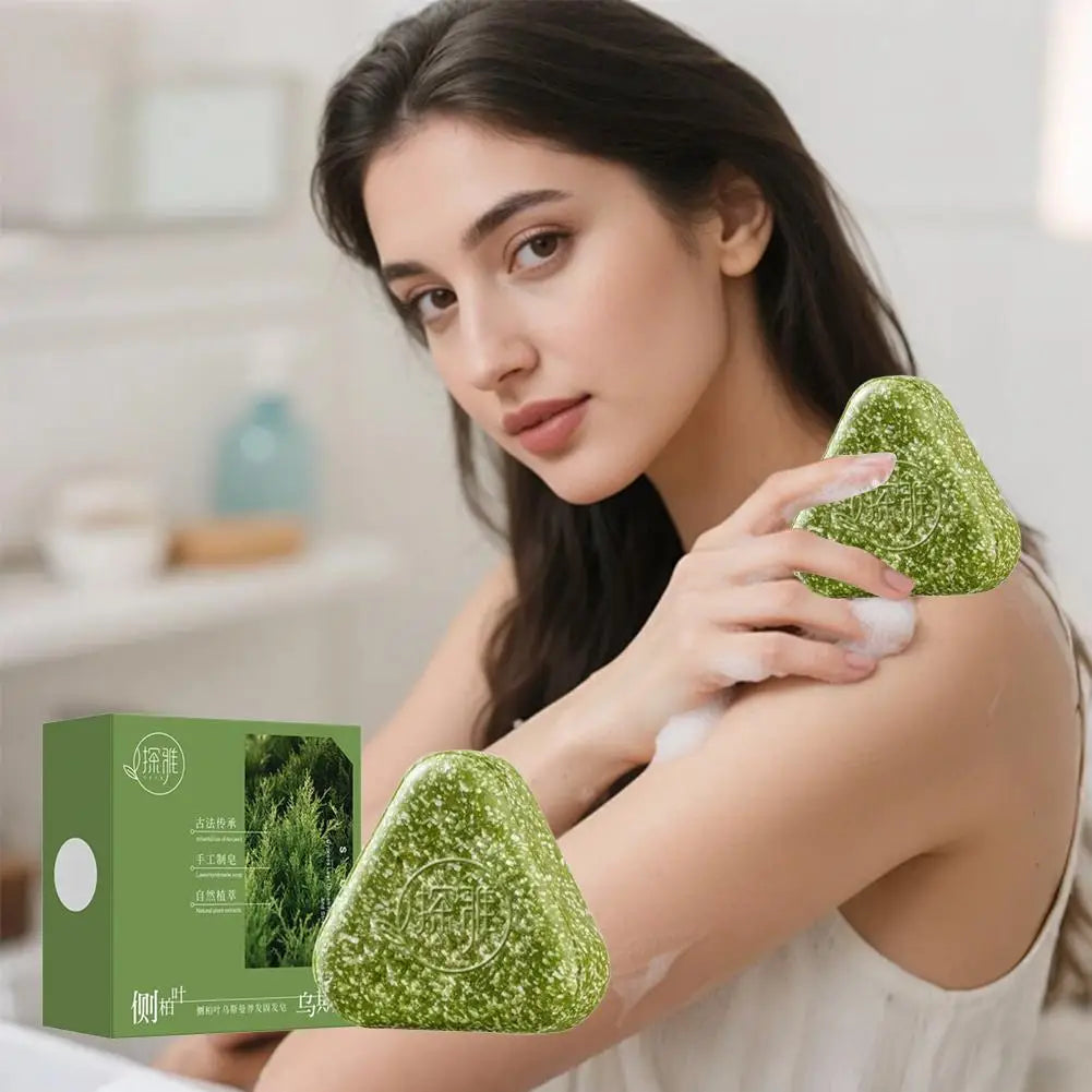Usman Grass & Platycladus Herbal Shampoo Soap Natural Hair Loss Treat Strengthens Roots Controls Oil Cleanses Scalp Hair Growth