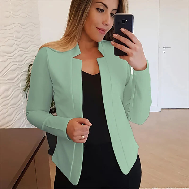 Women Thin White Blazers Autumn 2026 Female Summer Blazer Long Sleeve Open Stitch OL Womens Slim Coats Femme Ladies Black Tops