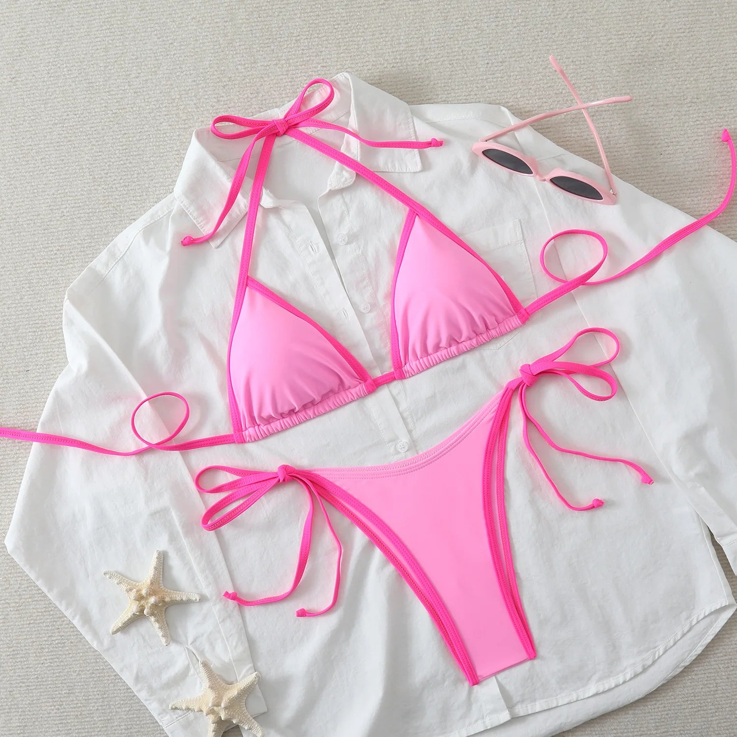 Sexy Triangle Brazilian Bikinis Swimwear Side String Push Up Bikini Splicing Swimsuit Women Summer Bathing Suit Maillot De Bain