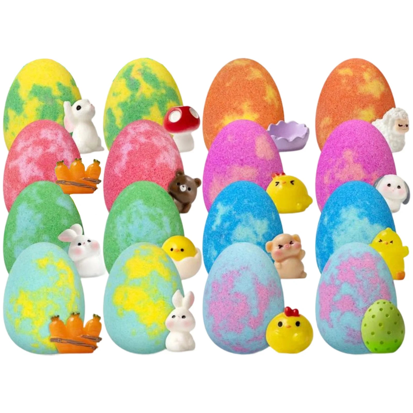 Pack of 16 Surprise Bath Bombs for Children – Hidden Toy, Assorted Colors & Scents