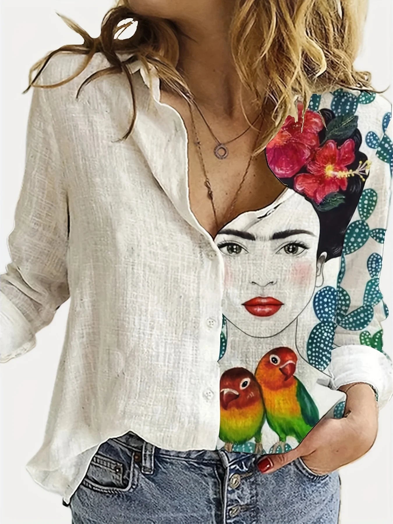 Women's High Neck Long Sleeve Top – Elegant Vintage Style