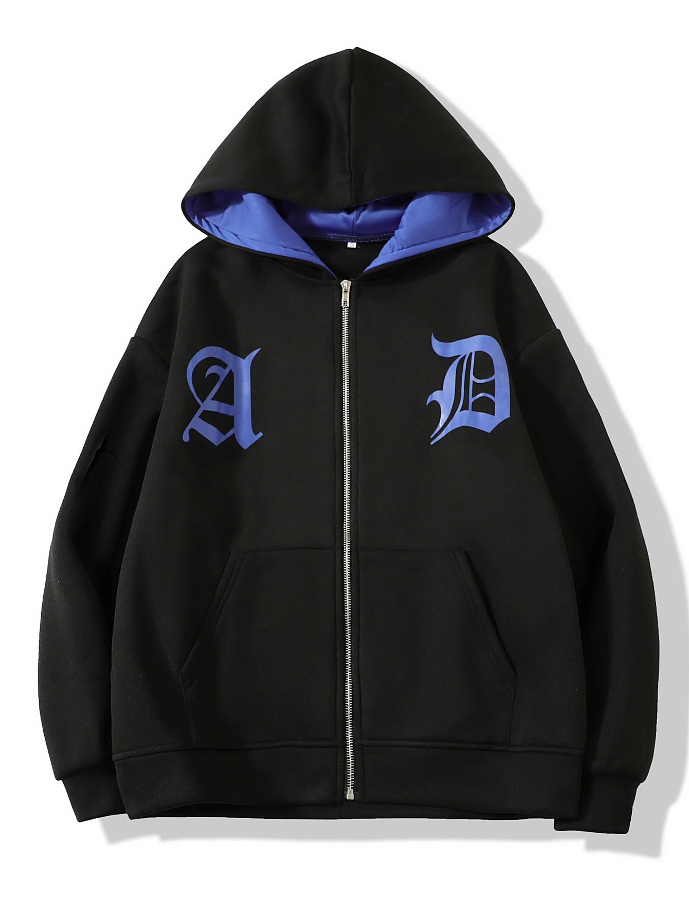 Y2k Zip-Up Hoodies Women Harajuku Gray Goth Grunge Oversized Sweatshirts Letter Embroidery Jacket Coat Kawaii Hip Hop Streetwear