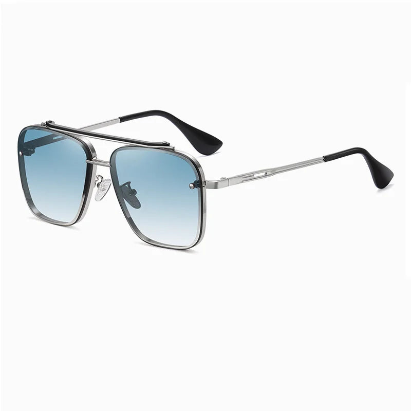 Nouvelles Lunettes de Soleil Dégradées pour Hommes, Monture Métallique Tendance, Grande Taille, Design de Marque, Luxe, Lunettes de Soleil Homme