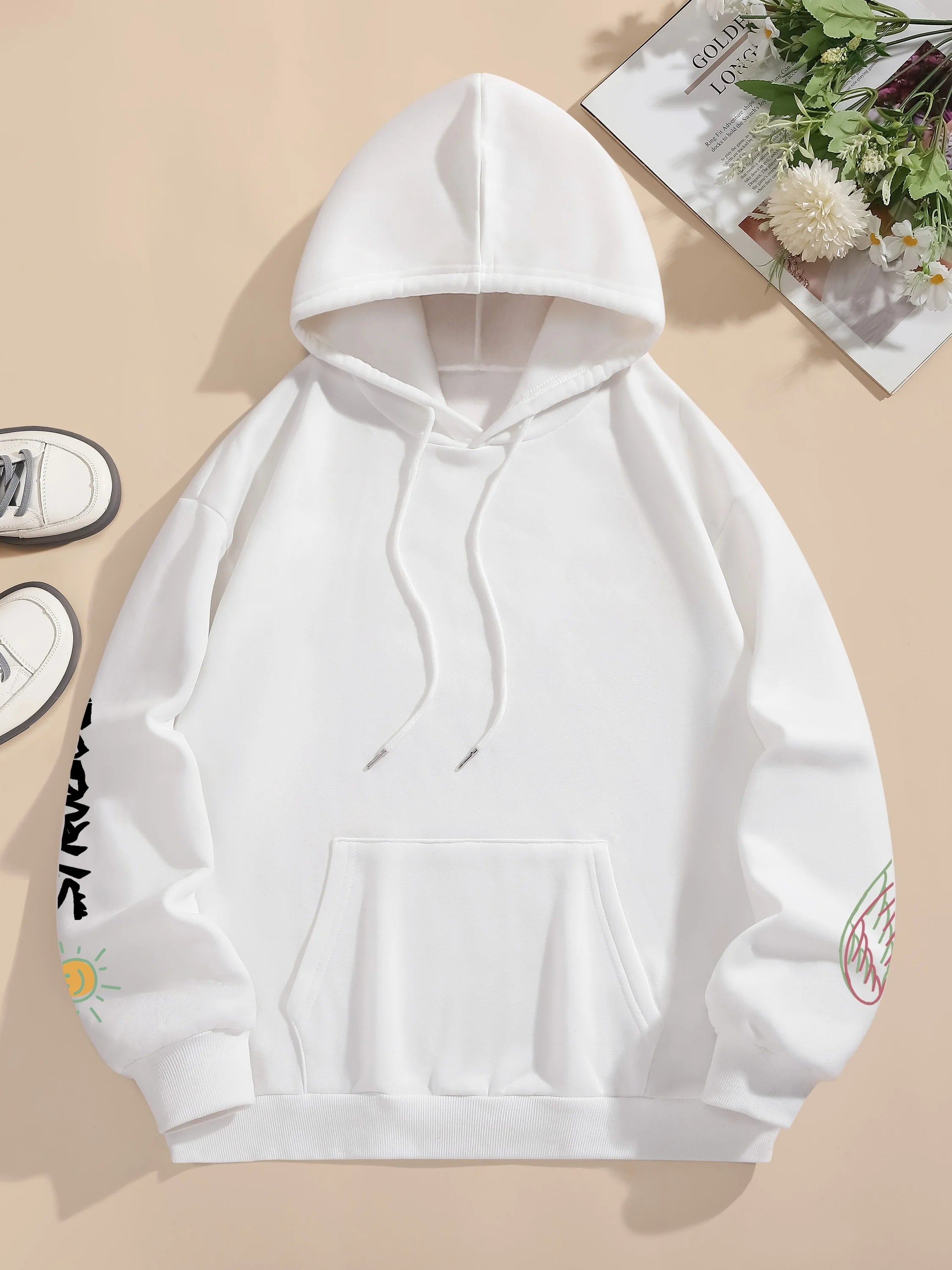 Sweat Femme Ours Graffiti Street - Hoodie Col Rond Loose Polaire Chaud