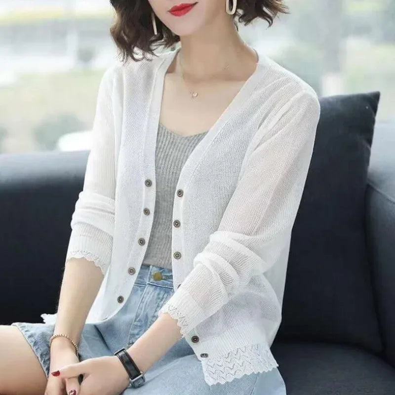 New 2026  Summer Cardigan Women Hollow Out Shawl Knitted Sweater Female Cardigans Women Thin Jacket Coat Ladies Tops