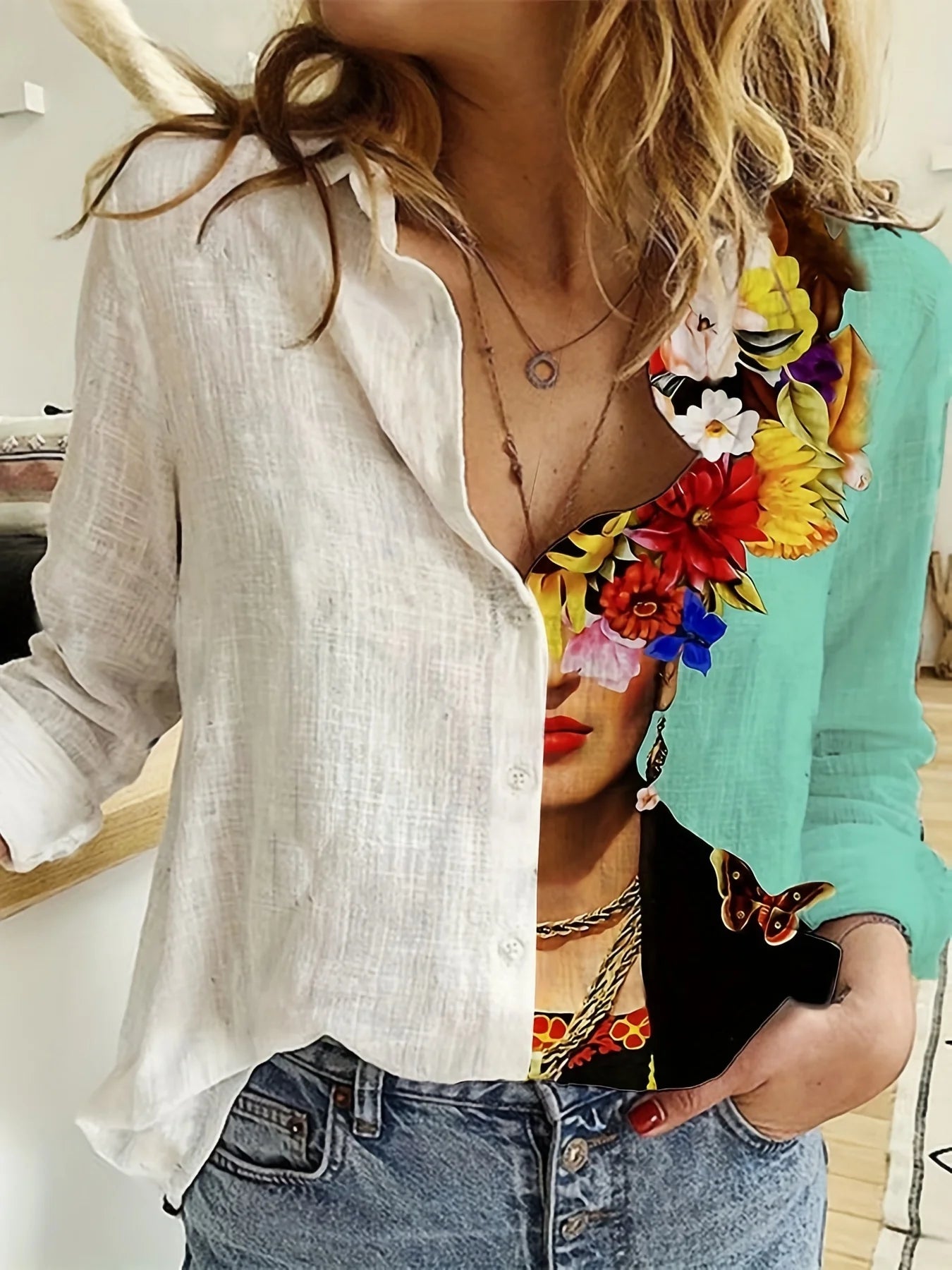 Women's High Neck Long Sleeve Top – Elegant Vintage Style