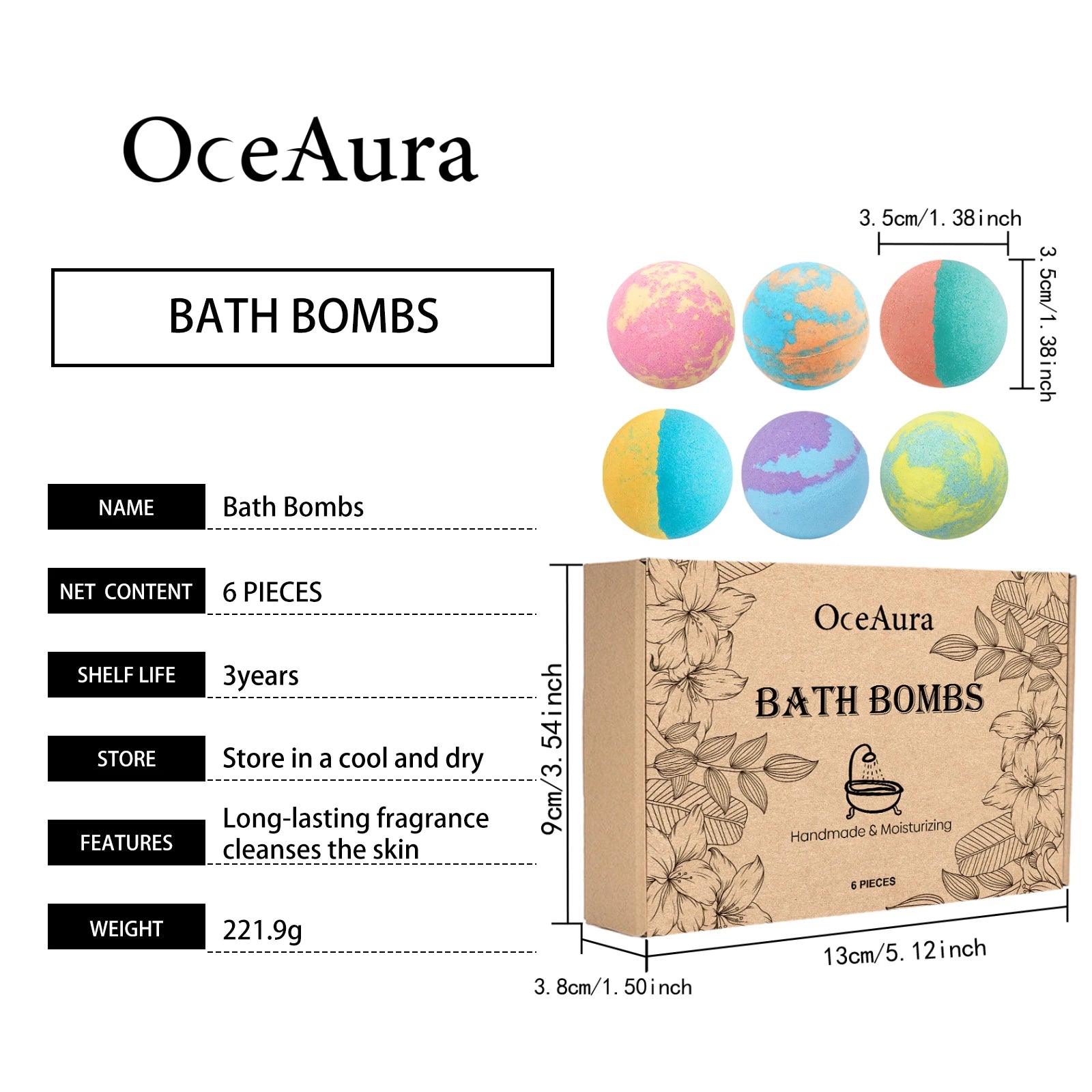 Floral Bath Bomb Gift Set – Gentle Cleanser, Moisturizer & Long-Lasting Fragrance