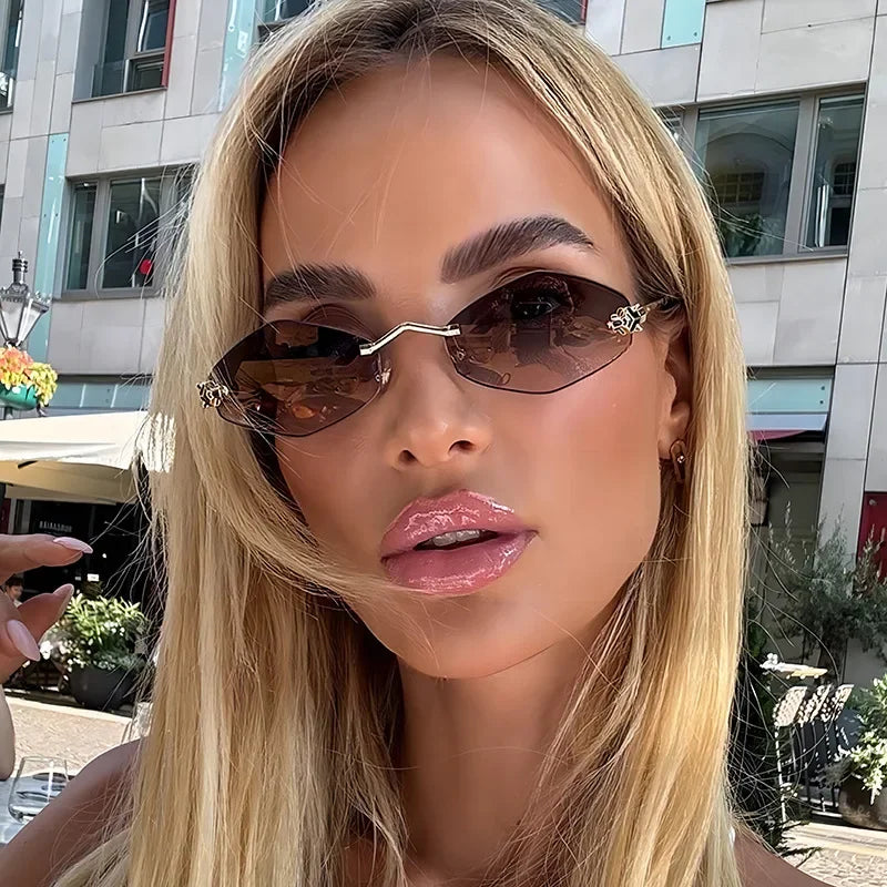 Lunettes de soleil polygonales mode pour femmes, lunettes de soleil de luxe en losange pour femmes, monture métallique vintage, lunettes de soleil pour femme
