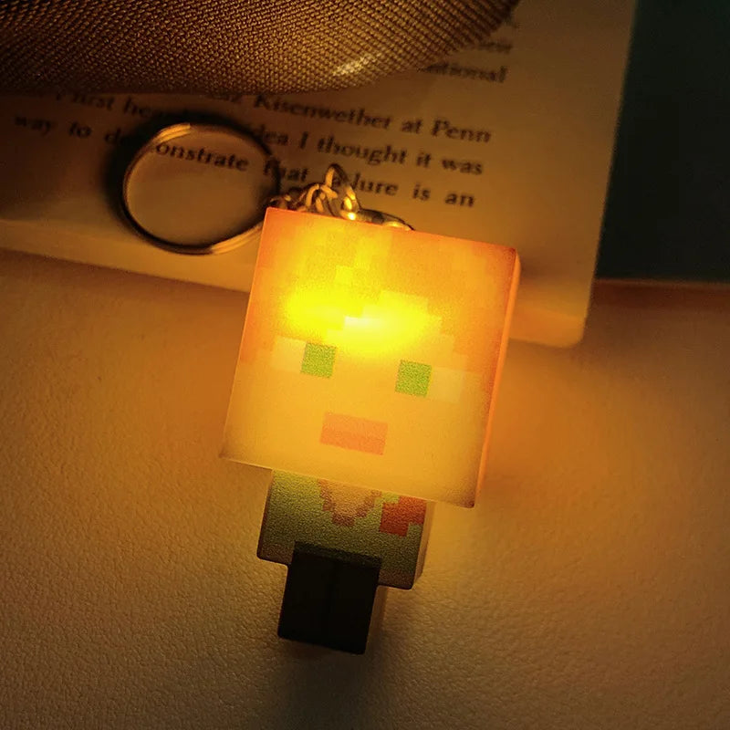Porte-Clés Minecraft Lumineux - Mini Blocs 3D LED