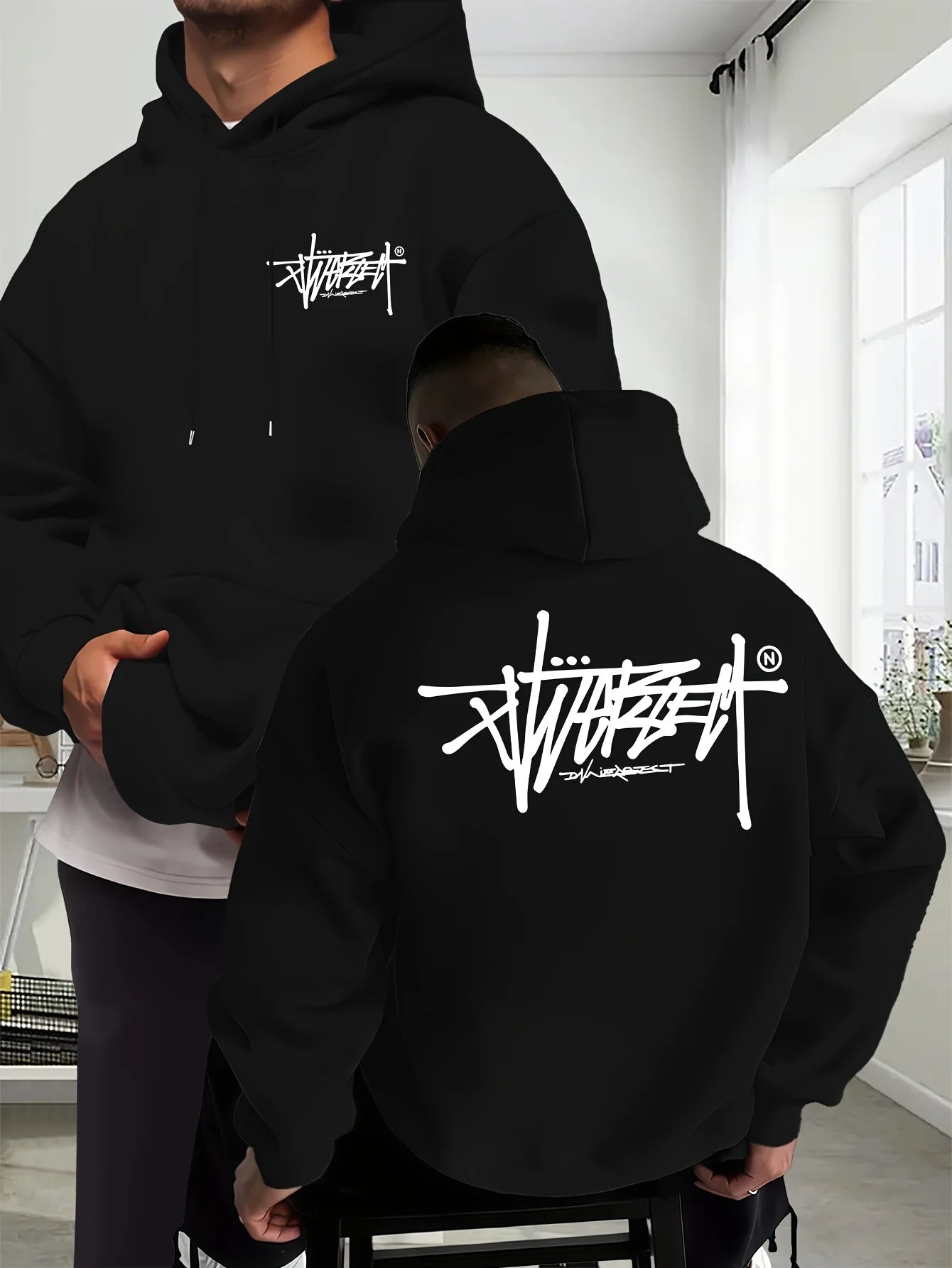 Hoodie Graffiti Lettres Unisexe - Sweat Street Hip-Hop Automne Hiver