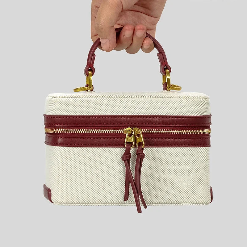Women's Canvas Box Handbag – Fashion Style Rigid Shoulder Bag