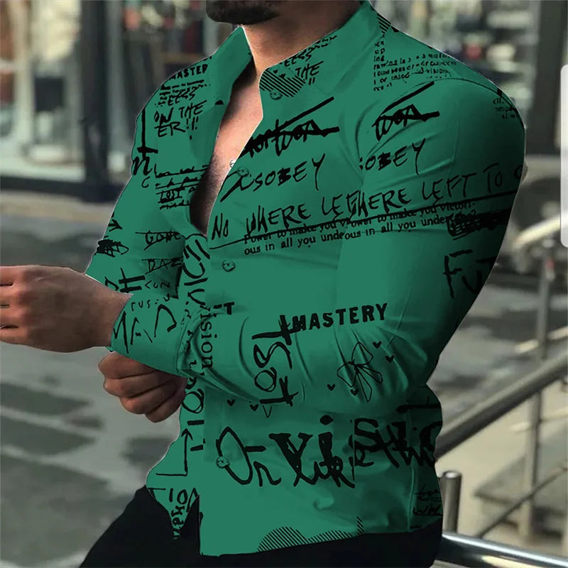 Chemise Homme Casual Sport - Blanc Noir Lettres Anglaises Printemps Été