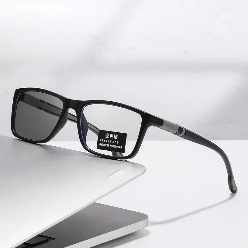 Photochromic Anti Blue Light Outdoor Sports Cycling Ultra Light High-definition Color Changing Myopia Glasses 0 -0.5 -0.75 -1.25q