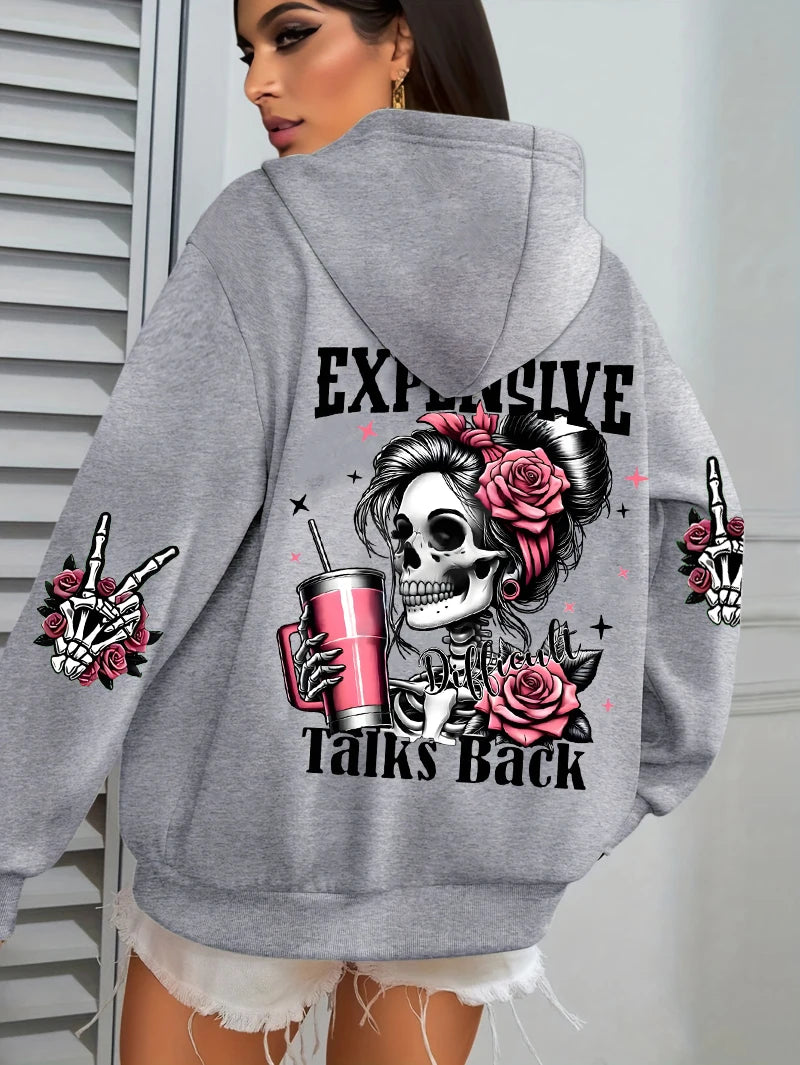Hoodie Femme Multicolore Imprimé - Sweat à Capuche Oversize Automne Hiver