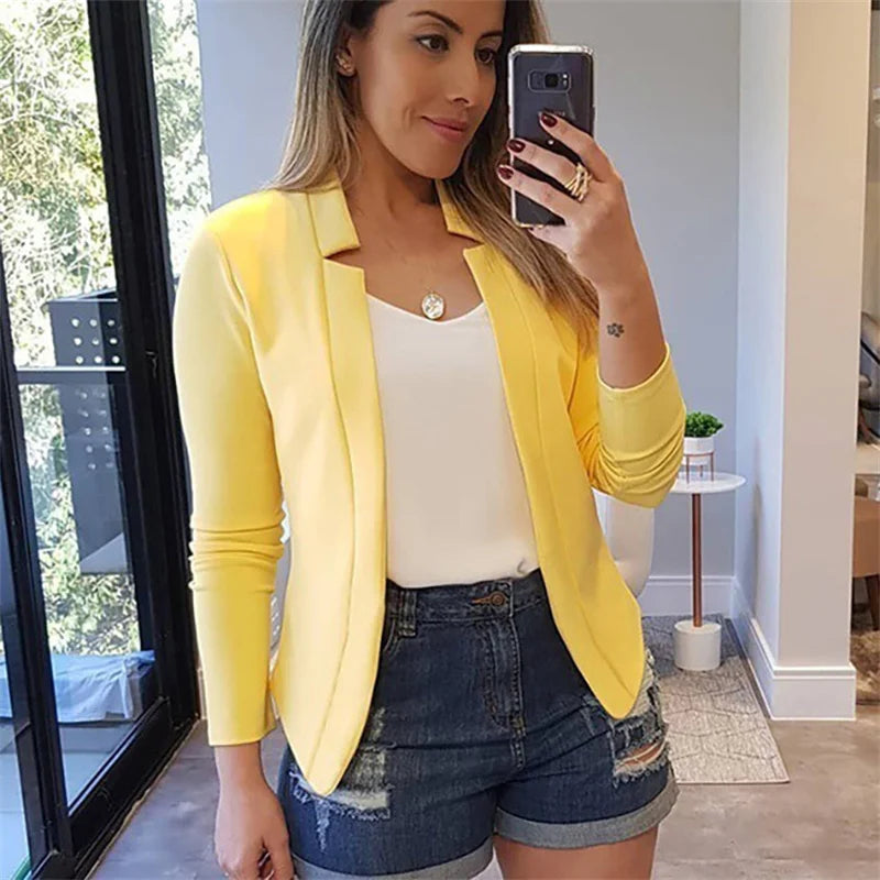 Women Thin White Blazers Autumn 2026 Female Summer Blazer Long Sleeve Open Stitch OL Womens Slim Coats Femme Ladies Black Tops