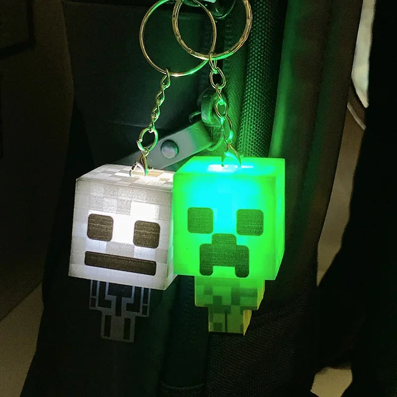 Porte-Clés Minecraft Lumineux - Mini Blocs 3D LED