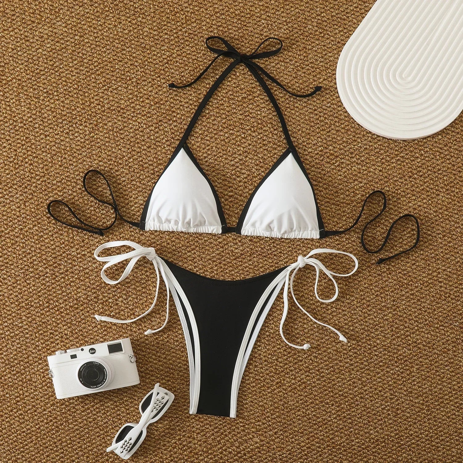 Sexy Triangle Brazilian Bikinis Swimwear Side String Push Up Bikini Splicing Swimsuit Women Summer Bathing Suit Maillot De Bain