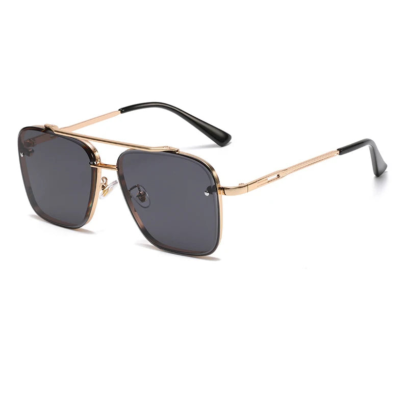 Nouvelles Lunettes de Soleil Dégradées pour Hommes, Monture Métallique Tendance, Grande Taille, Design de Marque, Luxe, Lunettes de Soleil Homme