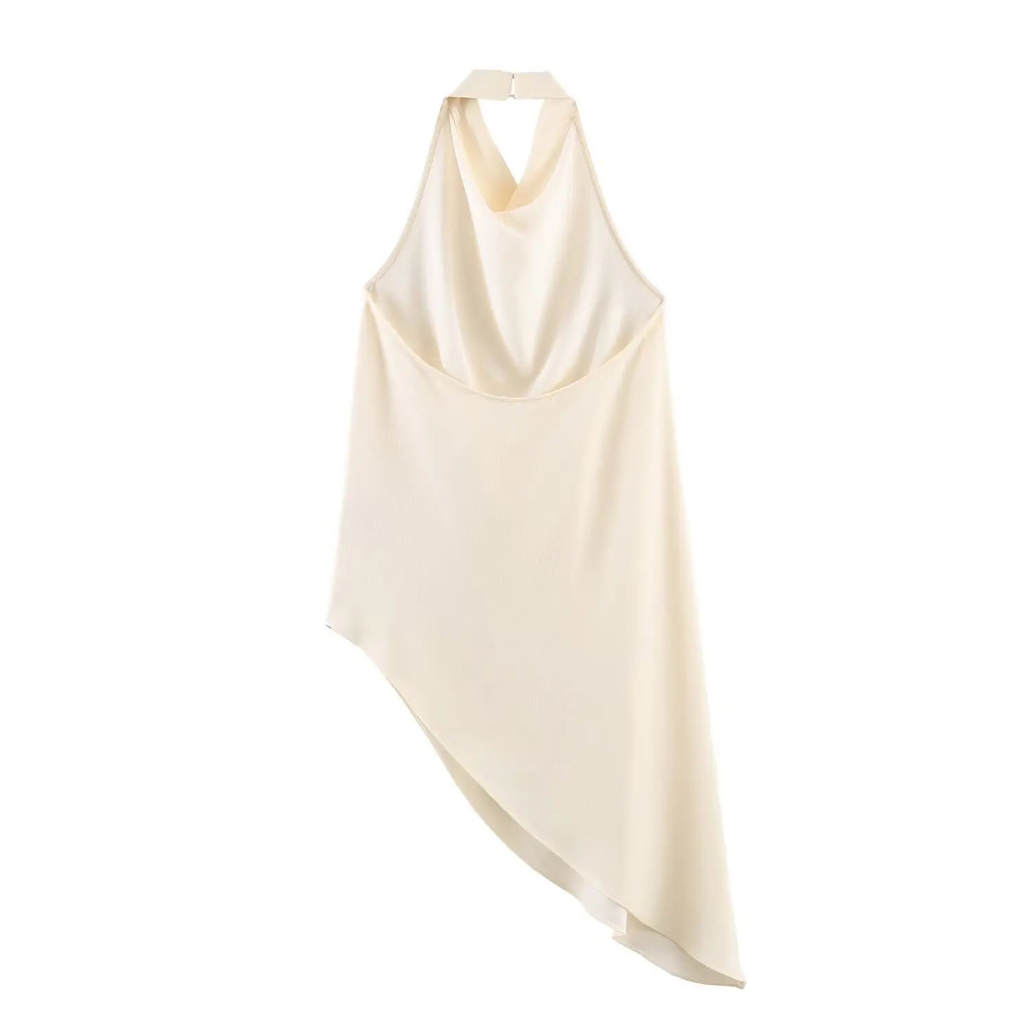 KONDALA Chic Sexy Women Backless Asymmetric Neck-mounted White Tops Modern Fashion 2026 Spring Valentine's Day Night Party Vest