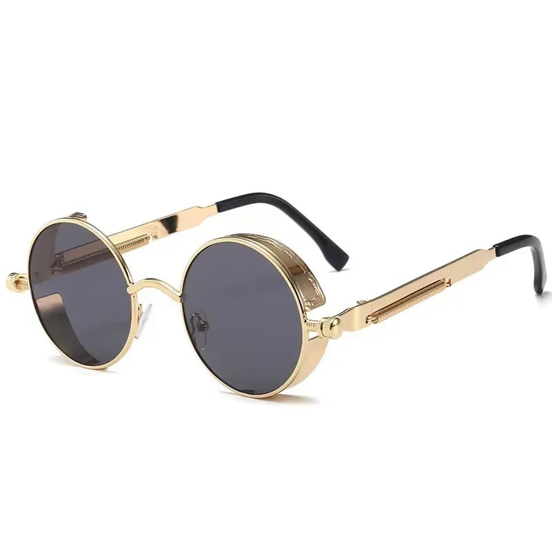 Lunettes de soleil steampunk classiques hommes femmes rétro gothique rond lunettes de soleil pour hommes mode punk fête conduite lunettes de soleil