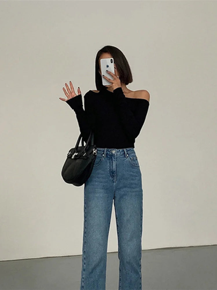 Asymmetrical Off-Shoulder Neck T-Shirt – Slim Fit Cutout Crop Top