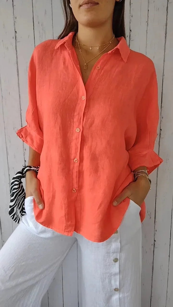 Loose Cotton Linen Shirts For Women Fashion Tie-back Lace-up Button Blouses And Tops 2024 Spring Summer Elegant Women's Shirt