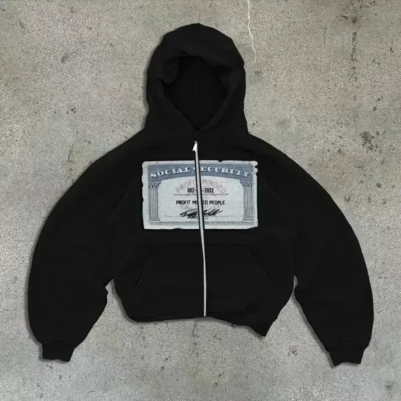 Y2K Street New Fashion Oversized Skull Print Sweater Hoodie Men Harajuku Vintage Hip Hop Popular Casual Sports Hooded Sweater
