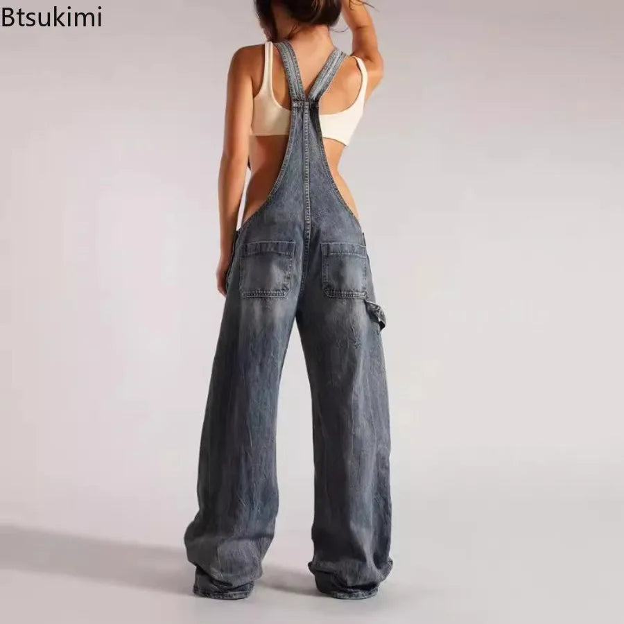 Salopette Femme Vintage Dos Nu - Coupe Droite Délavée