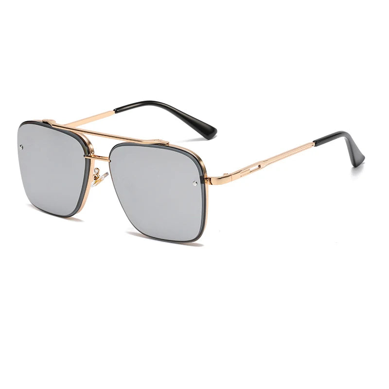 Nouvelles Lunettes de Soleil Dégradées pour Hommes, Monture Métallique Tendance, Grande Taille, Design de Marque, Luxe, Lunettes de Soleil Homme