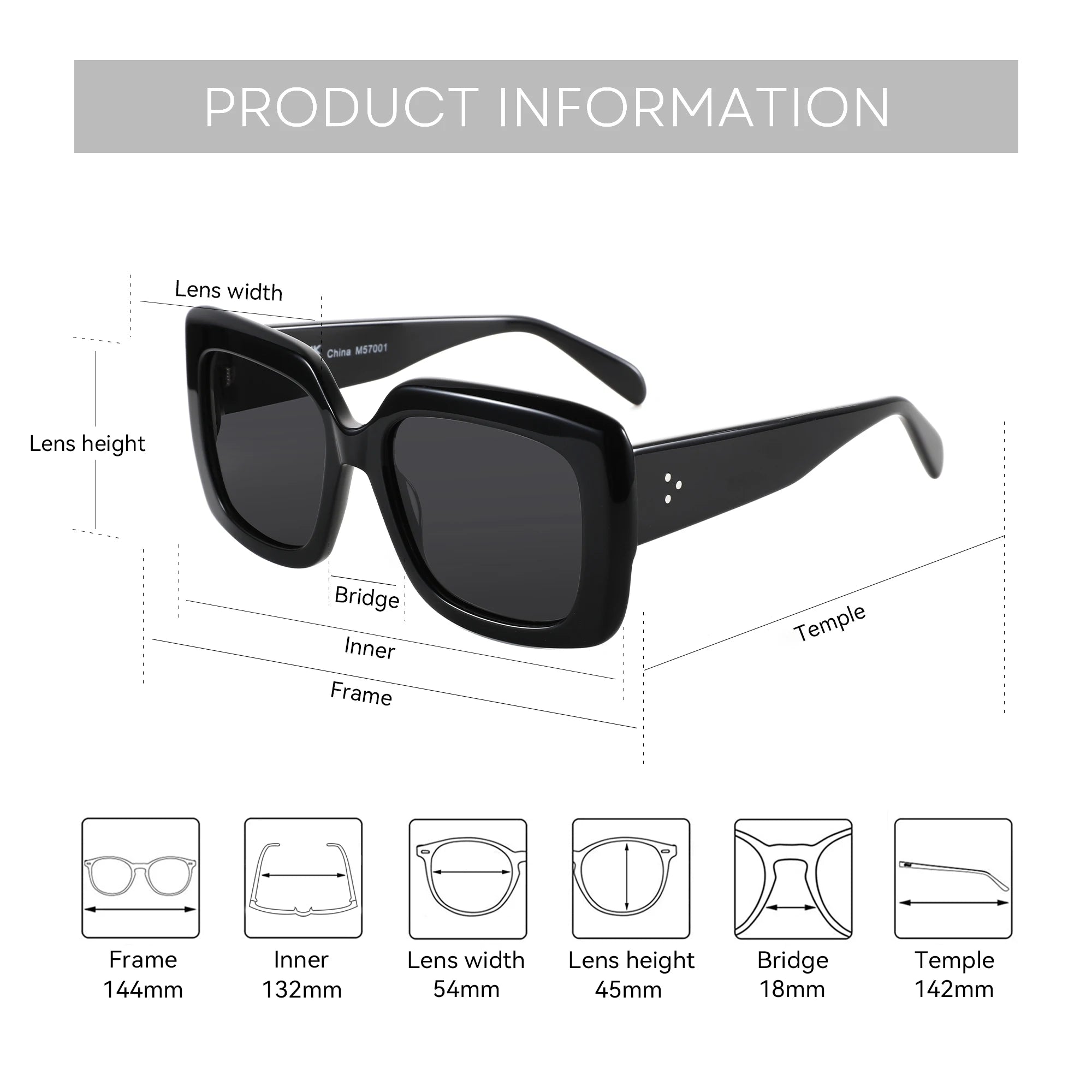 New Arrivals Women Large Rectangle Polarized Sunglasses UV400 Protection Acetate Square Sun Glasses Fashion Shade