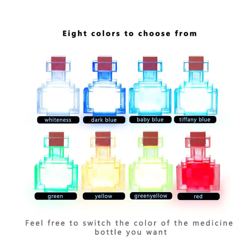 Lampe Potion Minecraft - Veilleuse LED 7 Couleurs Rechargeable
