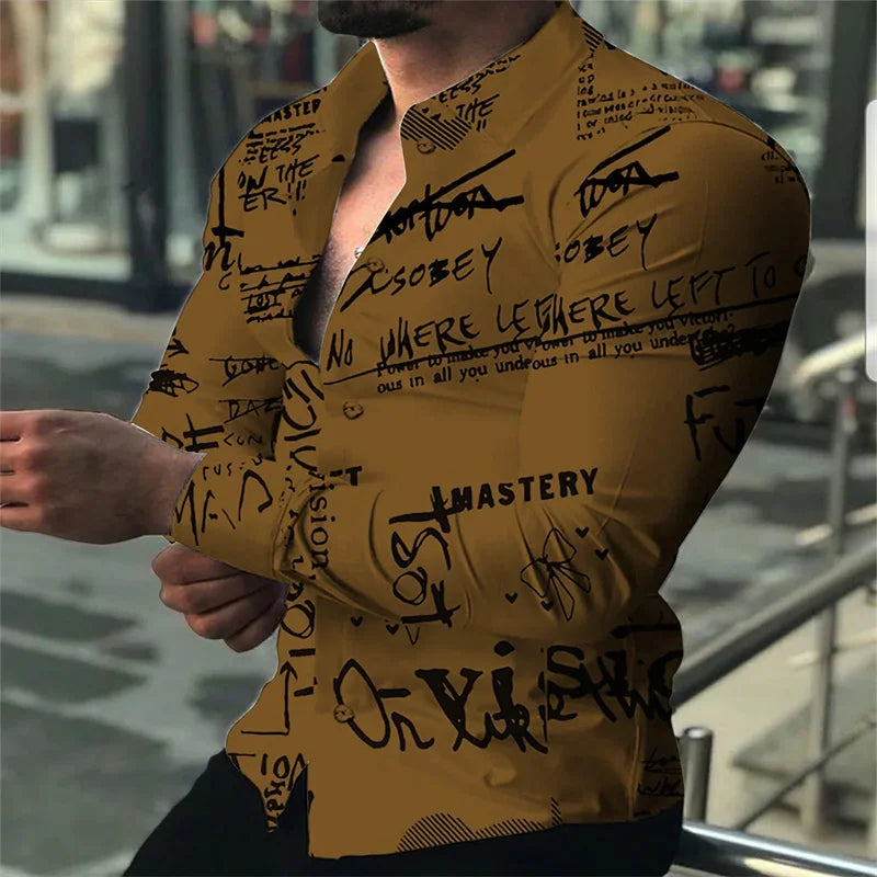 Chemise Homme Casual Sport - Blanc Noir Lettres Anglaises Printemps Été